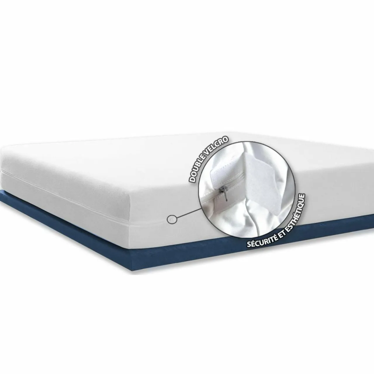 Protection De Literie|BLEU CALIN Housse de matelas intégrale anti-punaises de lit (140 x 190 cm) Ombeline he Blanc