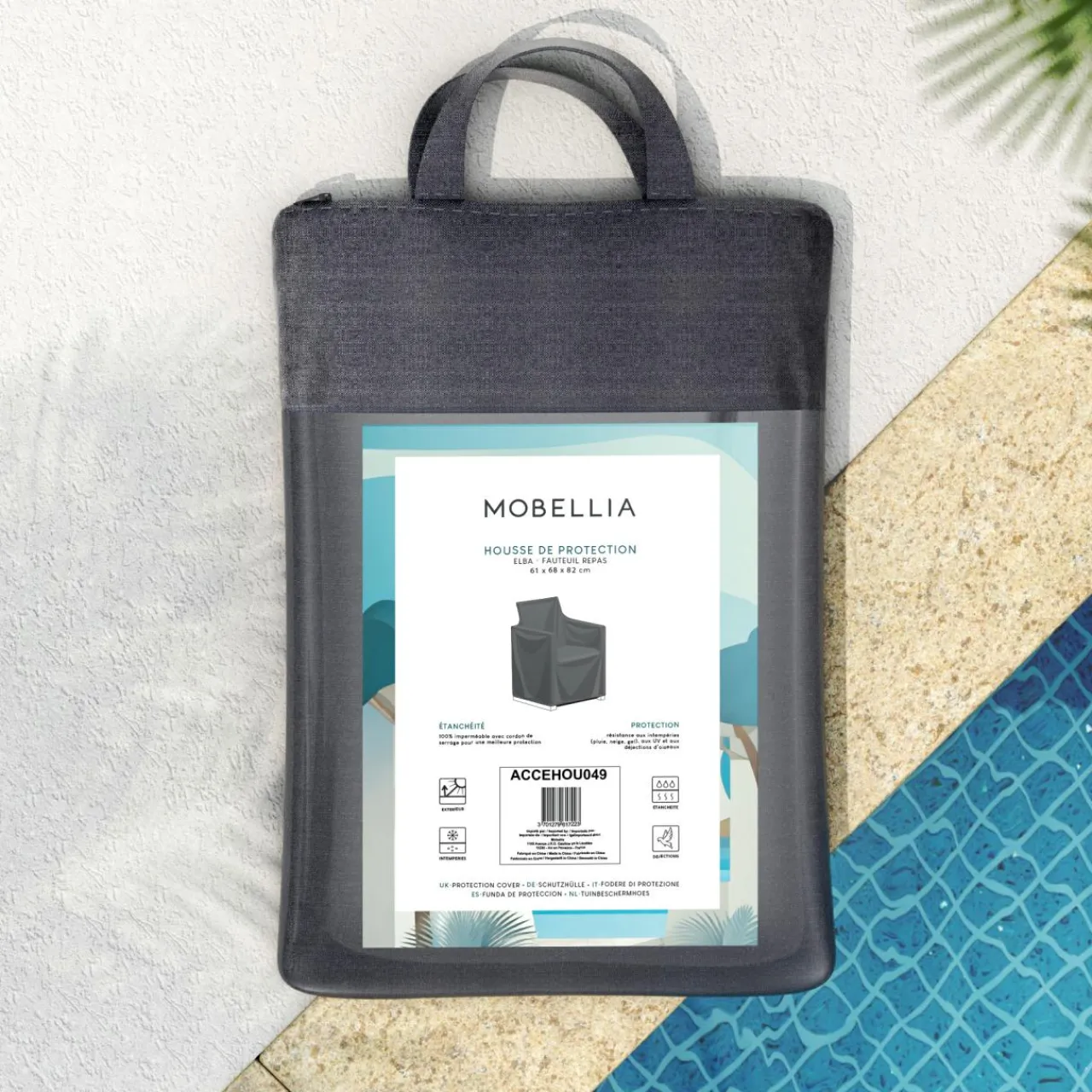 Housse De Protection|Accessoires Et Coussins|MOBELLIA Housse de protection imperméable pour Fauteuil repas (61 x 68 cm) Elba Gris Anthracite