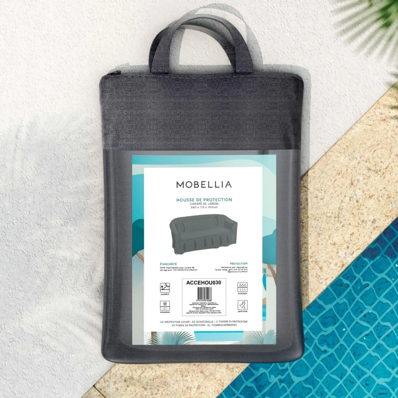 Housse De Protection|Accessoires Et Coussins|MOBELLIA Housse de protection Imperméable pour Canapé (260 x 115 cm) Gris