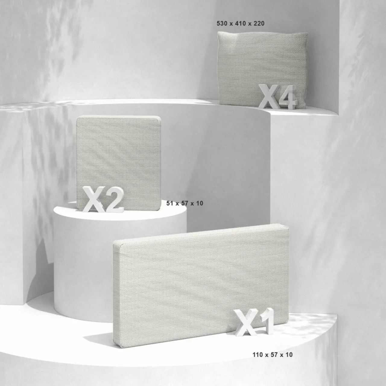 Accessoires Et Coussins|MOBELLIA Housses de coussin de remplacement pour salon de jardin Calvi 4 places - Beige