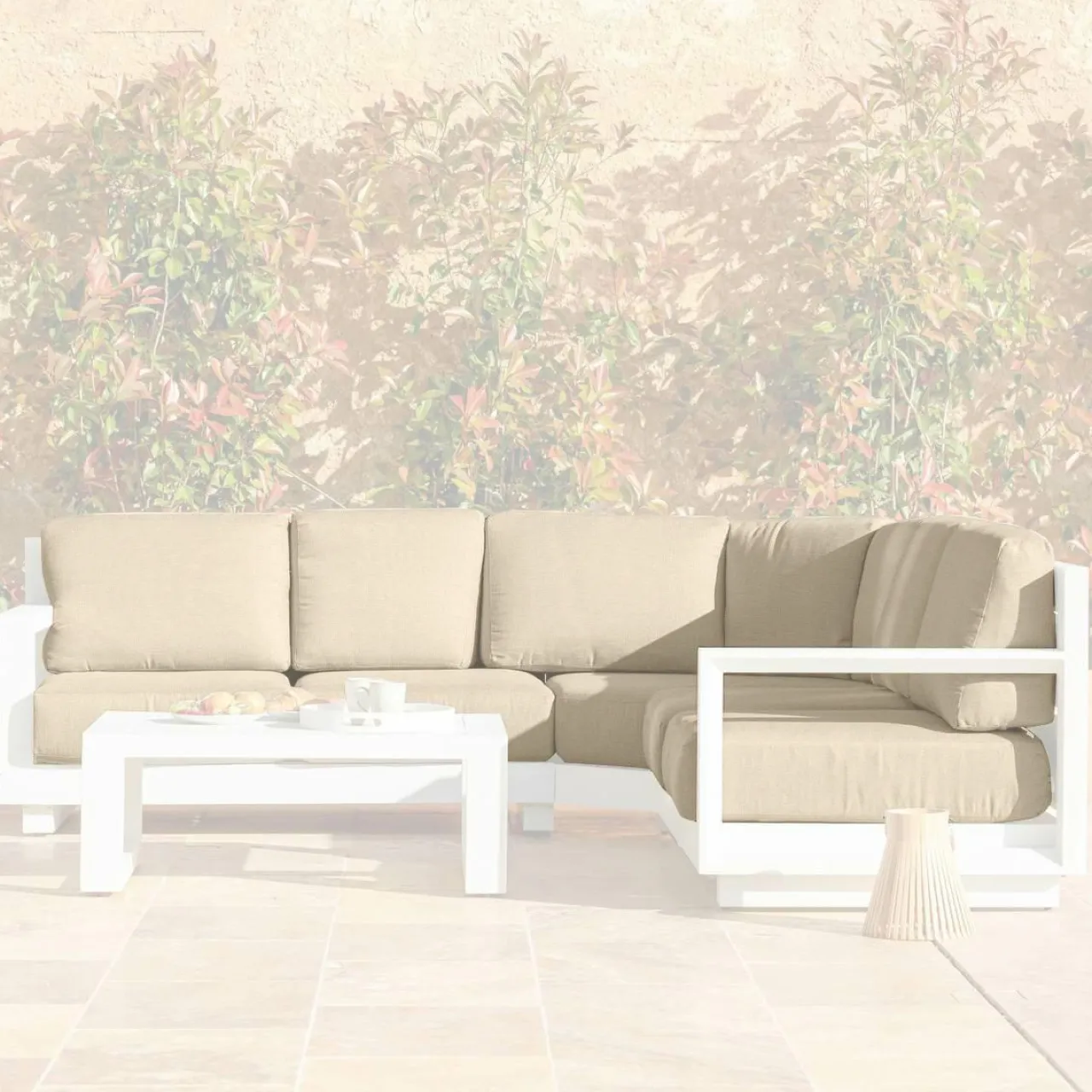 Accessoires Et Coussins|MOBELLIA Housses de coussin de remplacement pour salon de jardin d'angle Elba Beige