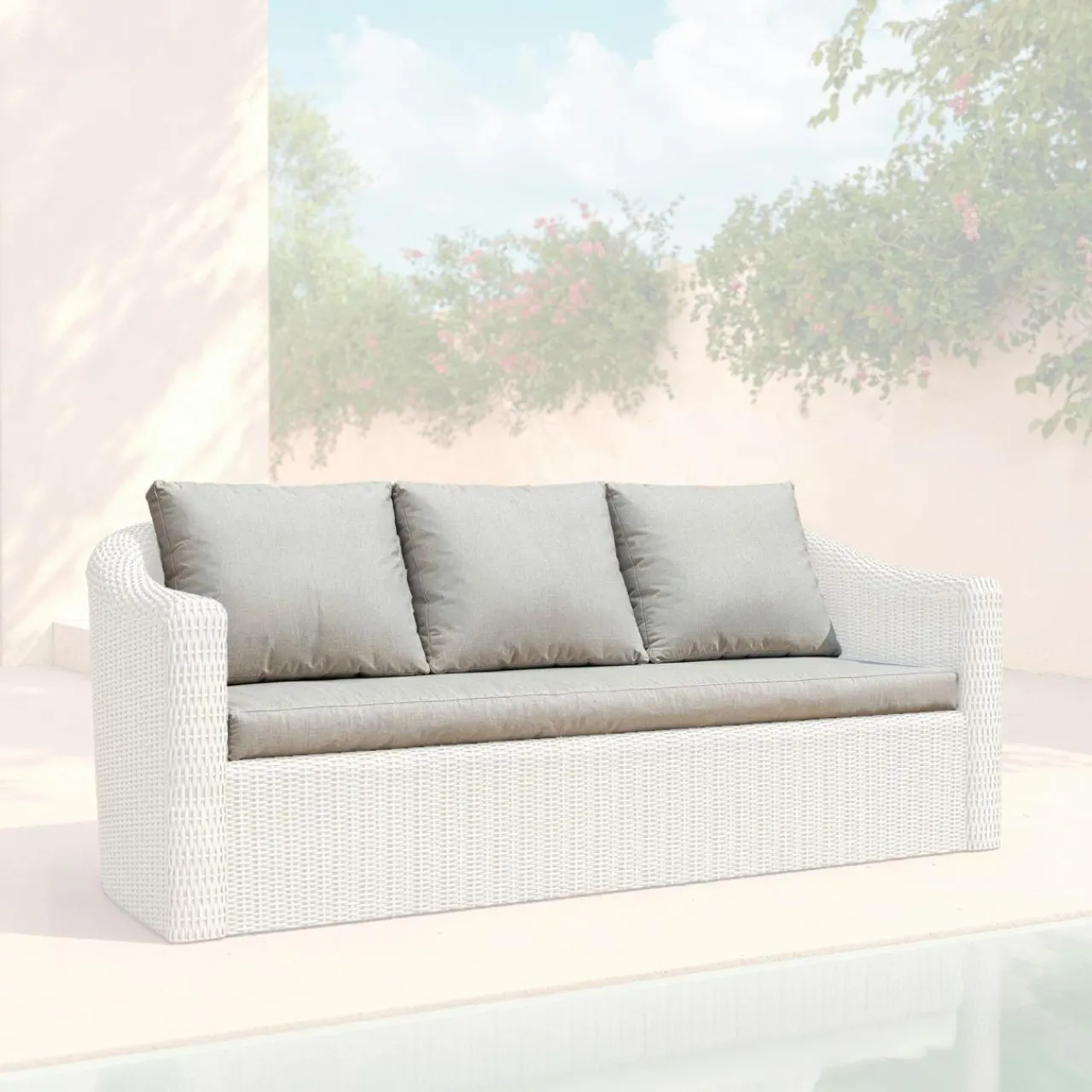 Accessoires Et Coussins|MOBELLIA Housses de coussin de remplacement pour Canapé 3 places Calvi Gris clair