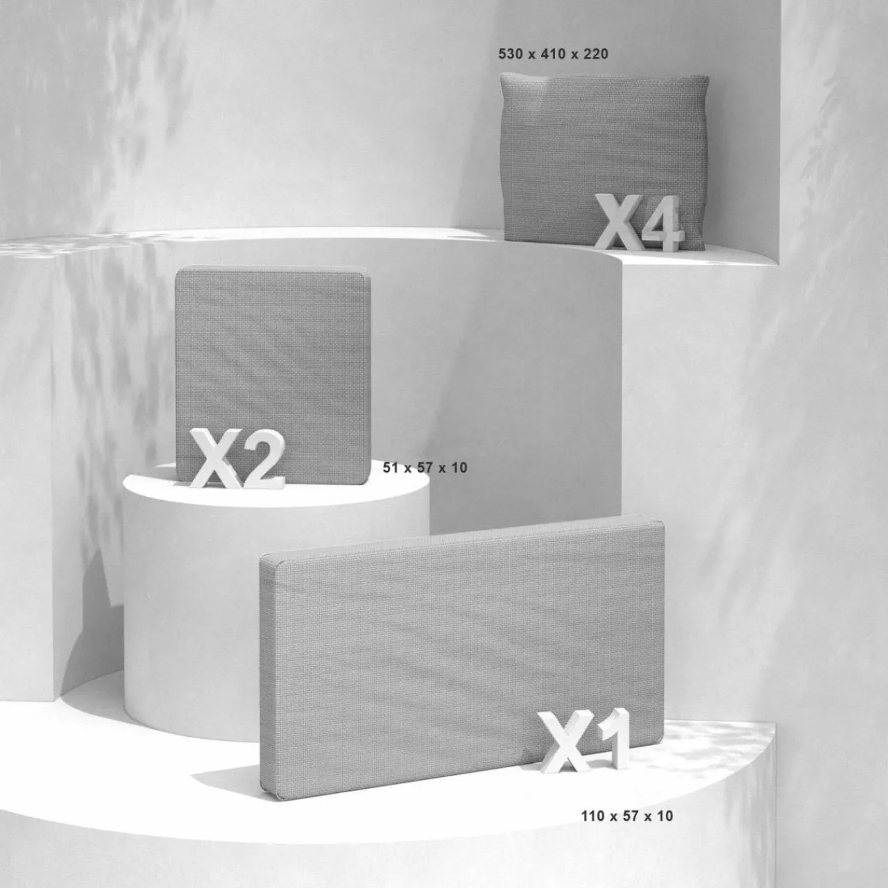 Accessoires Et Coussins|MOBELLIA Housses de coussin de remplacement pour salon de jardin Calvi 4 places - Gris clair