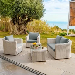 Accessoires Et Coussins|MOBELLIA Housses de coussin de remplacement pour salon de jardin Calvi 4 places - Gris clair