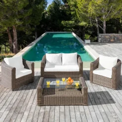 Accessoires Et Coussins|MOBELLIA Housses de coussin de remplacement pour salon de jardin Calvi 5 places - Blanc