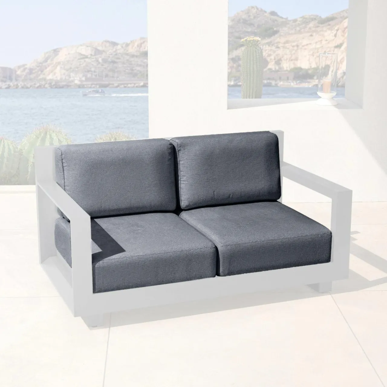 Accessoires Et Coussins|MOBELLIA Housses de coussin de remplacement pour Canapé 2 places Elba Gris Anthracite