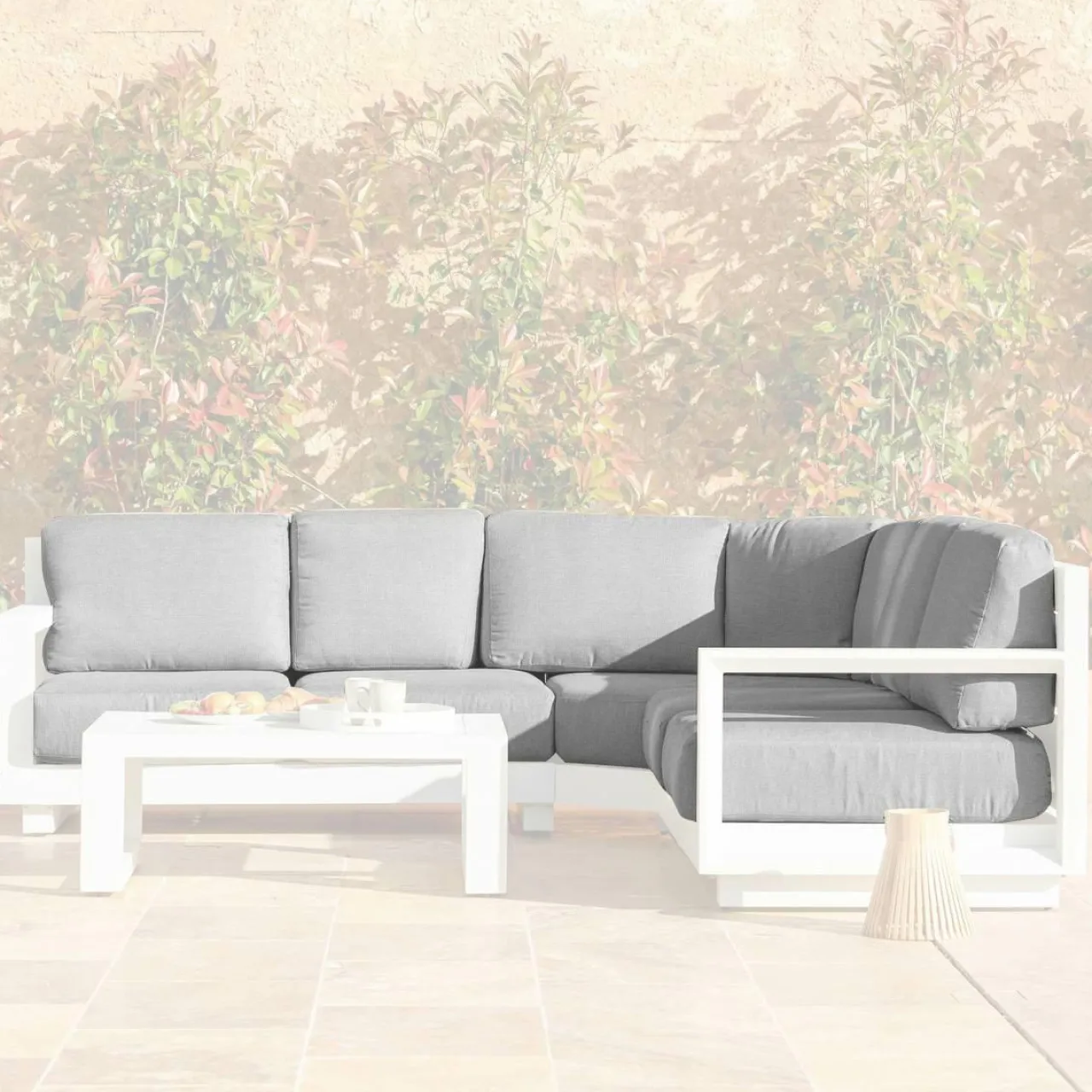 Accessoires Et Coussins|MOBELLIA Housses de coussin de remplacement pour salon de jardin d'angle Elba Gris clair