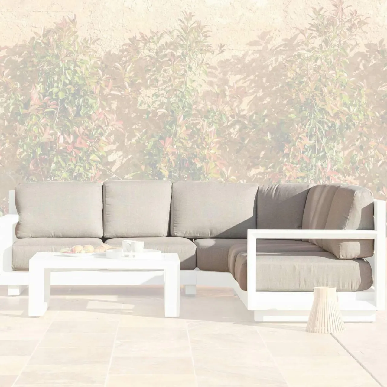 Accessoires Et Coussins|MOBELLIA Housses de coussin de remplacement pour salon de jardin d'angle Elba Taupe