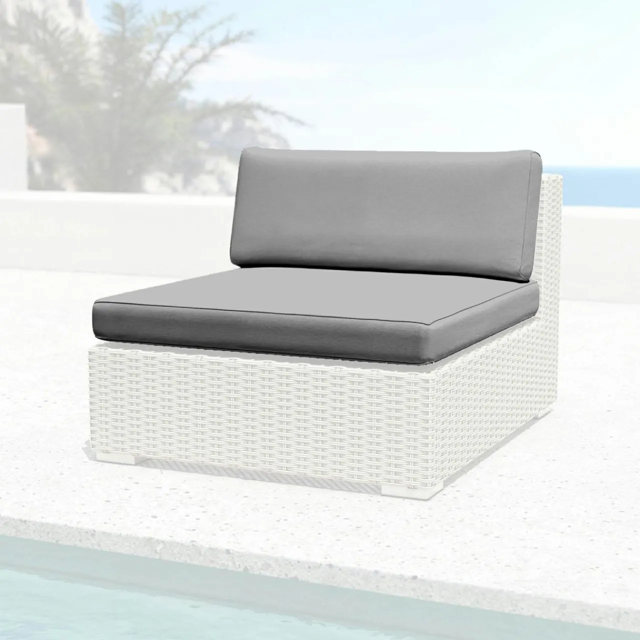 Accessoires Et Coussins|MOBELLIA Housses de coussin de remplacement pour Chauffeuse Palma Gris anthracite Gris foncé