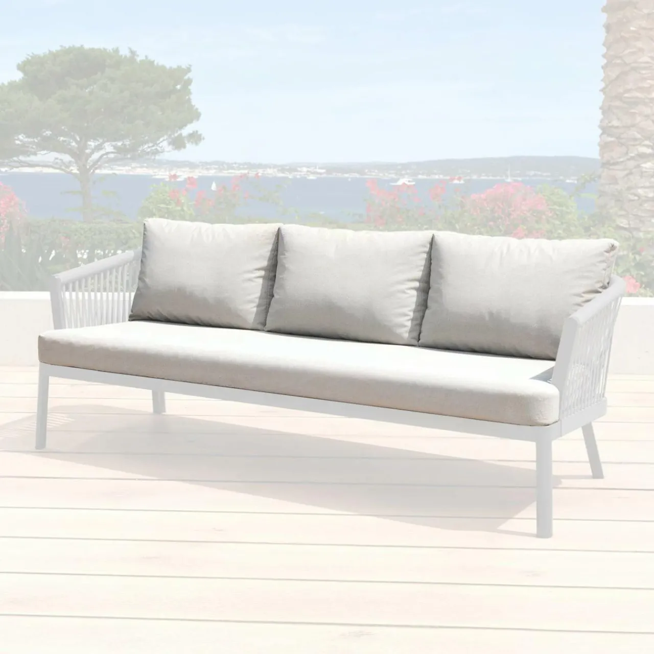 Accessoires Et Coussins|MOBELLIA Housses de coussin de remplacement pour Canapé 3 places Amalfi Gris clair