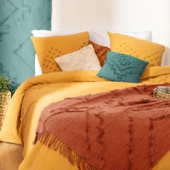 Plaid Et Jeté|Couvre-Lit Et Édredon|ATMOSPHERA Jeté de canapé coton (130 x 180 cm) Inca Terracotta