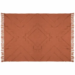 Plaid Et Jeté|Couvre-Lit Et Édredon|ATMOSPHERA Jeté de canapé coton (130 x 180 cm) Inca Terracotta
