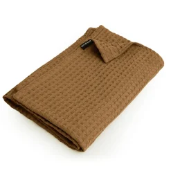 Plaid Et Jeté|Couvre-Lit Et Édredon|EMINZA Jeté de lit coton nid d'abeille (130 x 160 cm) Maya Camel