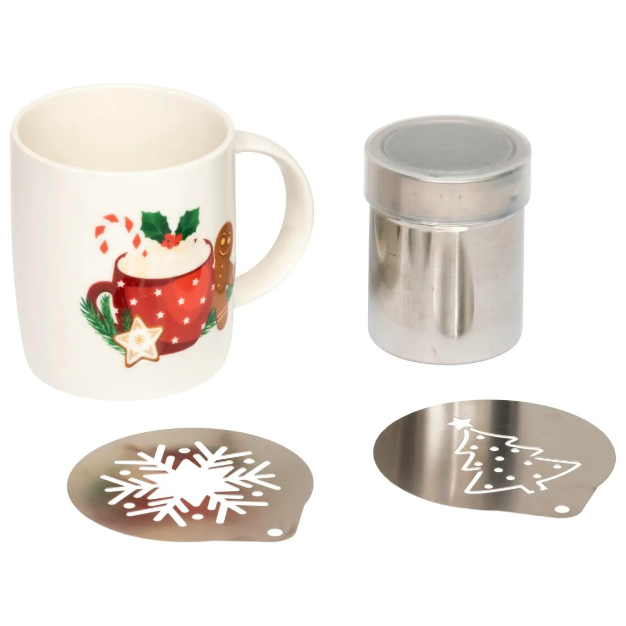 Vaisselle De Noël|JJA Kit de barista Cappuccino Noël gourmand Blanc