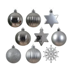 Boule De Noël|KAEMINGK Kit de décoration de Sapin de Noël (40 pcs) Cristal Argent