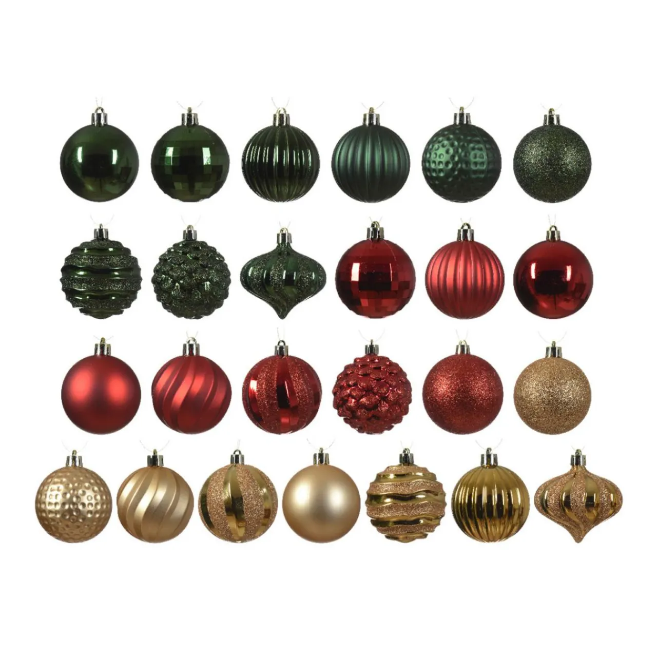 Boule De Noël|KAEMINGK Kit de décoration de sapin de Noël Agéna , Rouge et Or Vert sapin