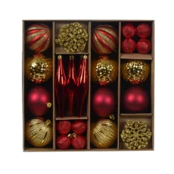 Boule De Noël|KAEMINGK Kit de décoration de sapin de Noël Christmas et or clair Bordeaux