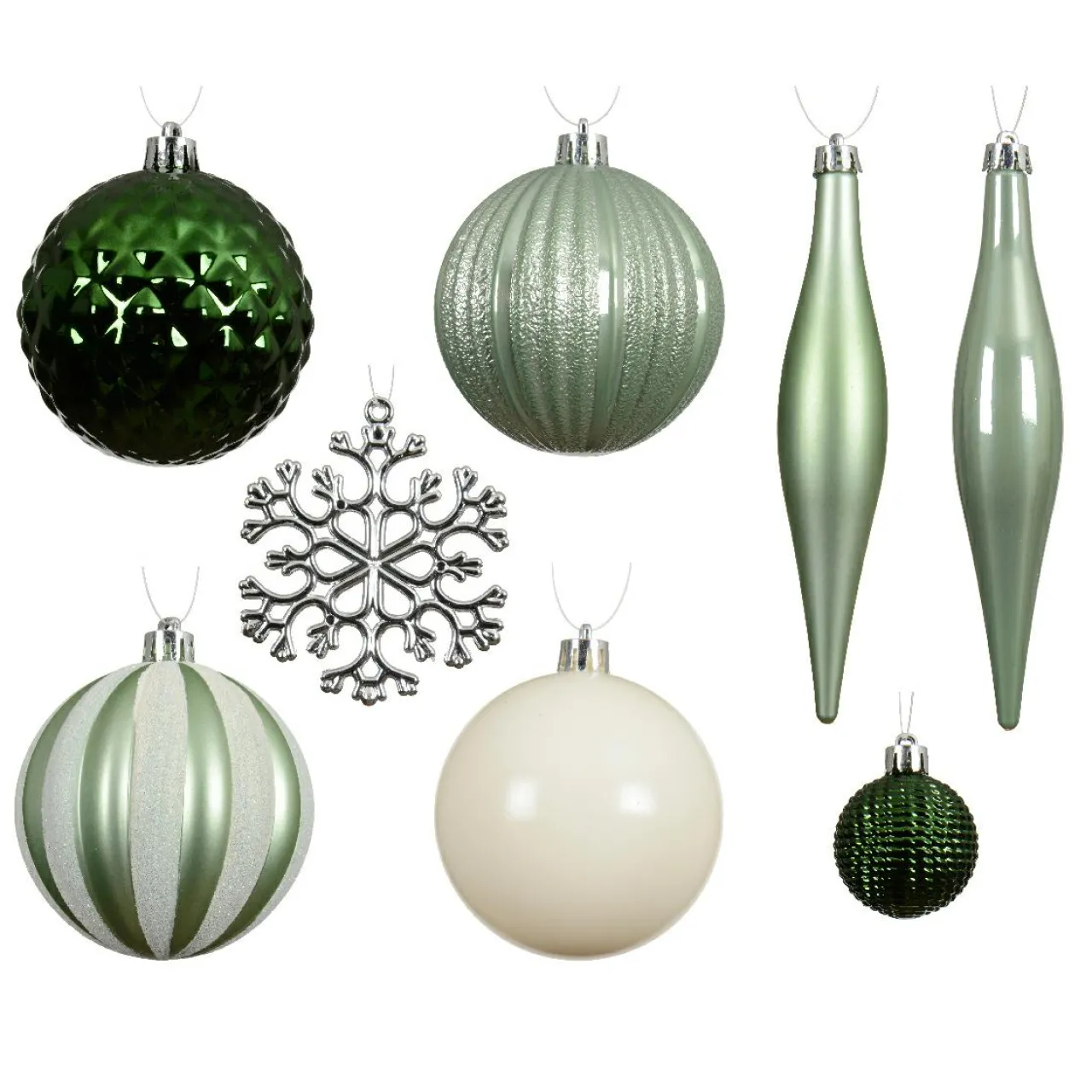 Boule De Noël|KAEMINGK Kit de décoration de sapin de Noël Christmas et blanc laine Vert matcha