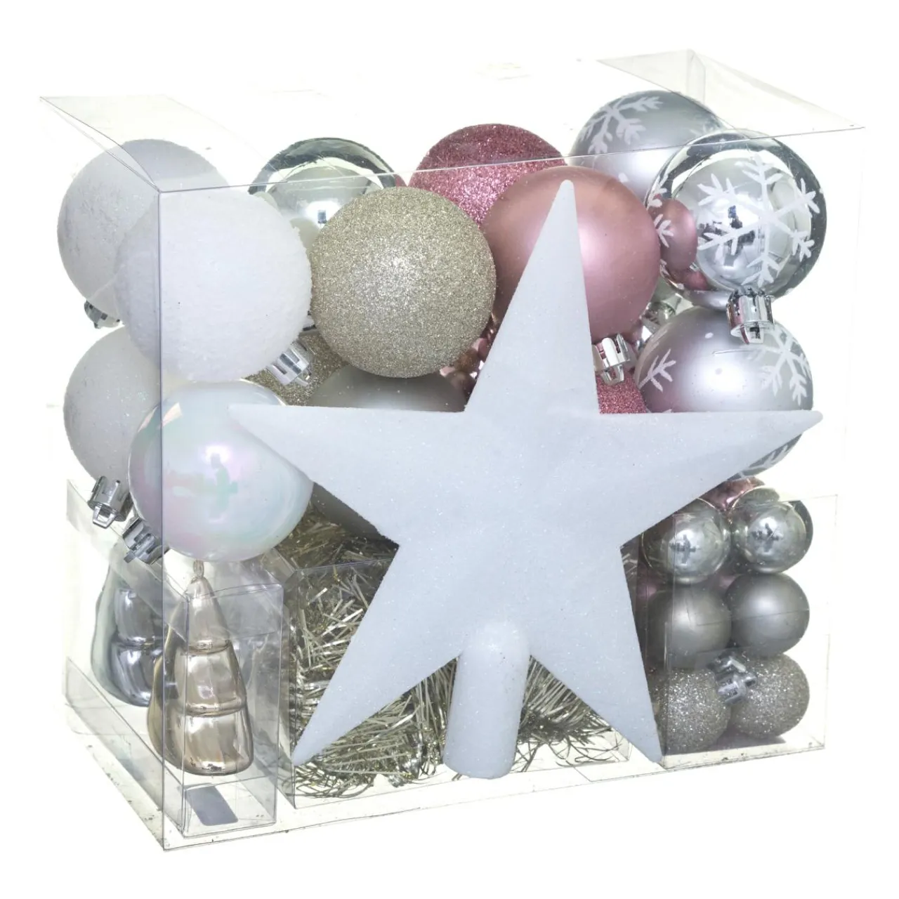 Boule De Noël|Feeric Lights & Christmas Kit de décoration de sapin de Noël Aspen Blanc/ Rose