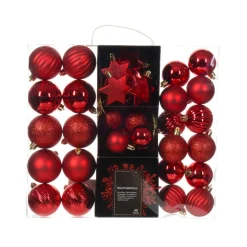 Boule De Noël|KAEMINGK Kit de décoration de Sapin de Noël (40 pcs) Cristal Rouge