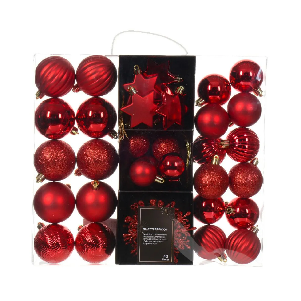 Boule De Noël|KAEMINGK Kit de décoration de Sapin de Noël (40 pcs) Cristal Rouge