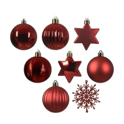 Boule De Noël|KAEMINGK Kit de décoration de Sapin de Noël (40 pcs) Cristal Rouge