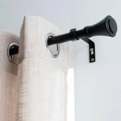 Tringle À Rideau, Barre Et Support|LUANCE Kit de tringle extensible (L120 - L210 cm / D19 mm) Brasserie mat Noir