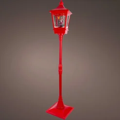 Personnage, Objet Grand Format|Déco Et Objet De Noël|KAEMINGK Lampadaire de Noël illuminé, musical et animé 10 LED (H185 cm) Neige tombante Rouge