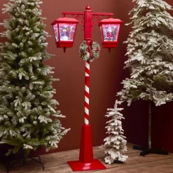 Personnage, Objet Grand Format|Déco Et Objet De Noël|KAEMINGK Lampadaire double illuminé 66 LED (H188 cm) Noël Magique Rouge