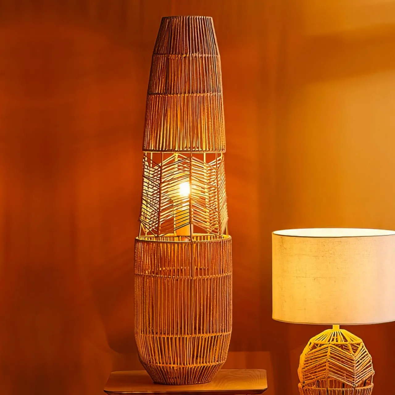 Lampadaire|OSTARIA Lampadaire en cordes (H90 cm) Ajay Naturel