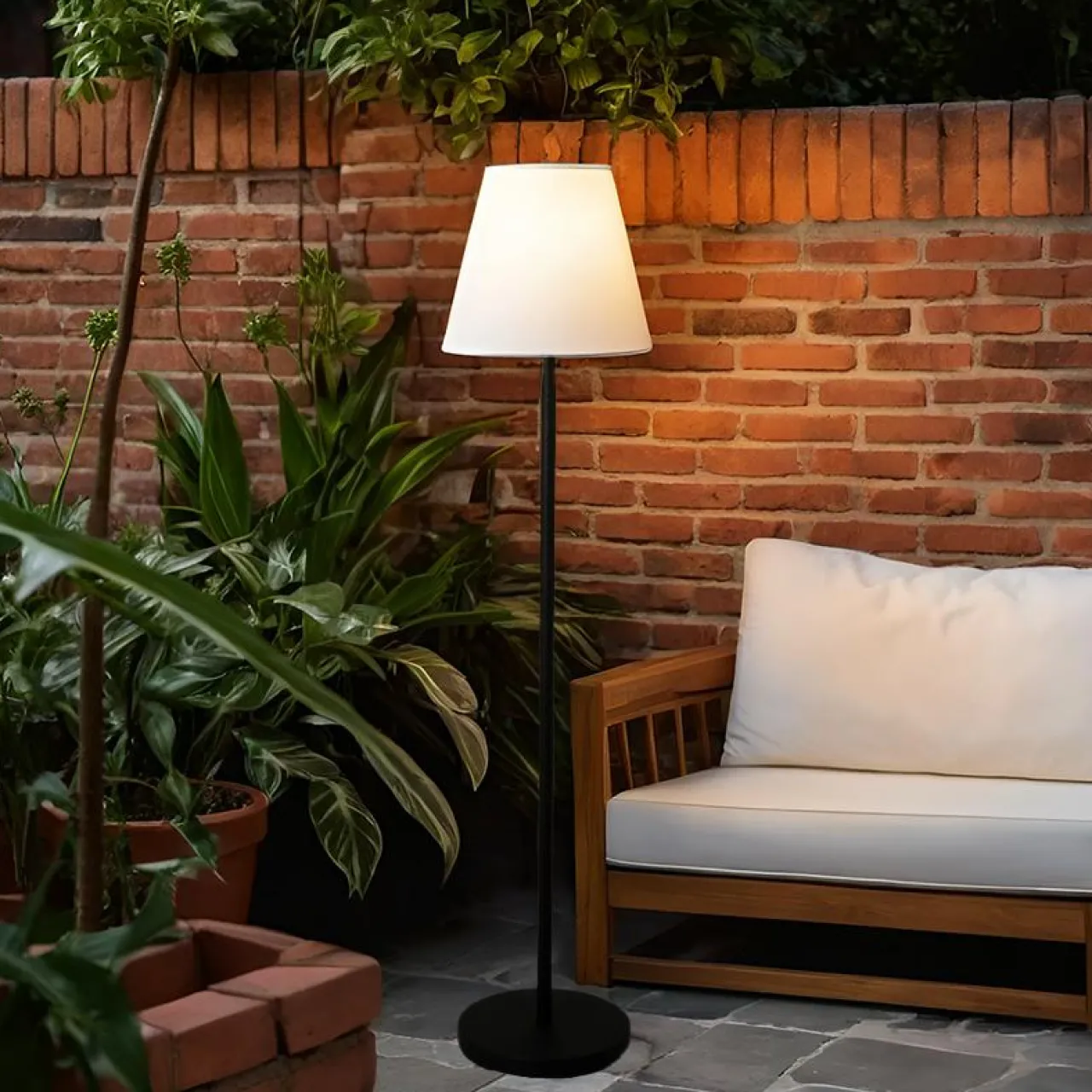 Luminaire Jardin|Eclairage Extérieur|#N/A Lampadaire extérieur sans fil rechargeable USB LED (H150 cm) Brooklyn Noir