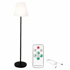 Luminaire Jardin|Eclairage Extérieur|#N/A Lampadaire extérieur sans fil rechargeable USB LED (H150 cm) Brooklyn Noir