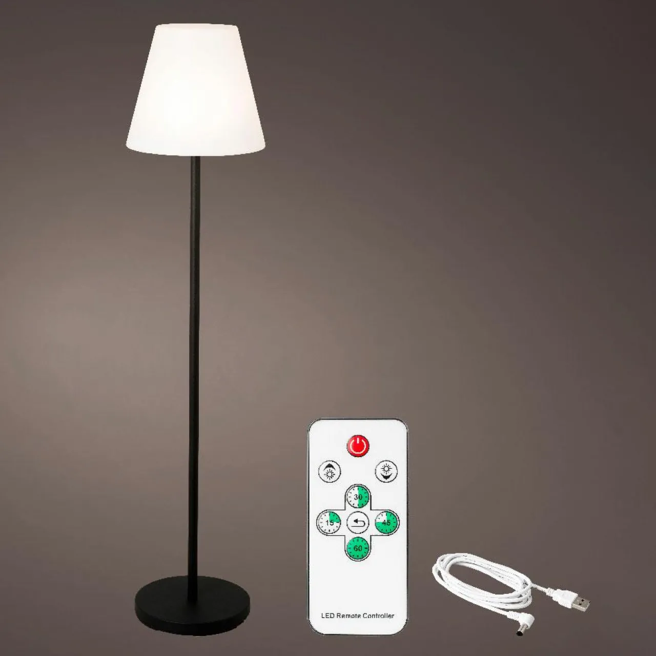 Luminaire Jardin|Eclairage Extérieur|#N/A Lampadaire extérieur sans fil rechargeable USB LED (H150 cm) Brooklyn Noir