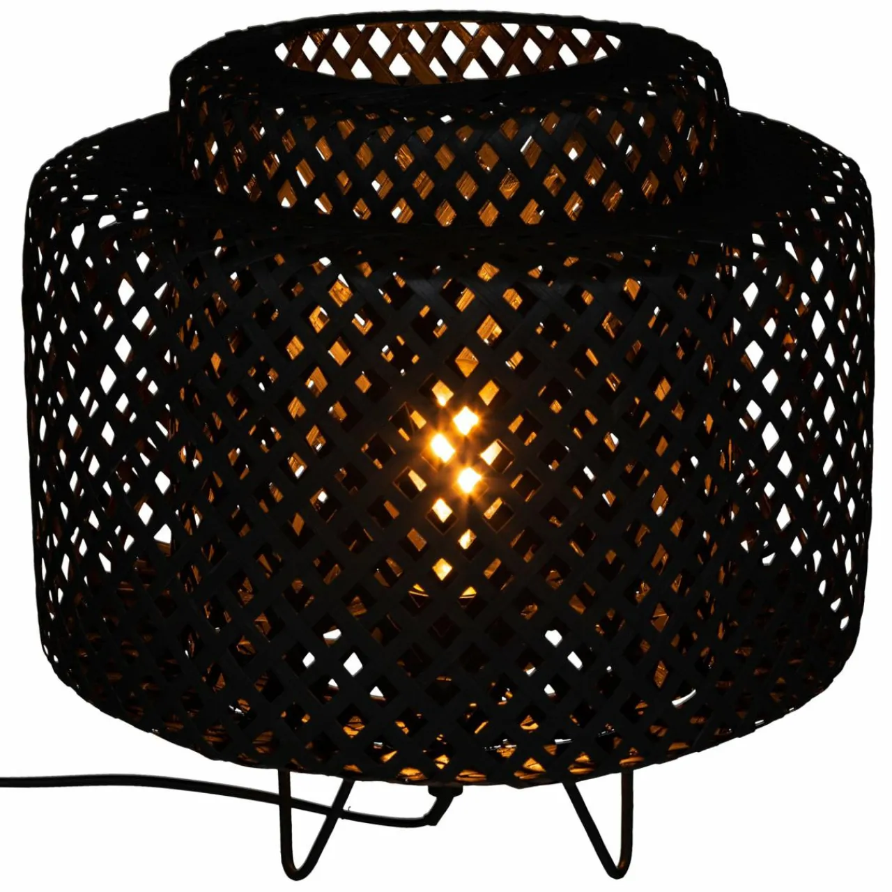 Lampe À Poser|ATMOSPHERA Lampe à poser bambou (H27 cm) Liby Noir