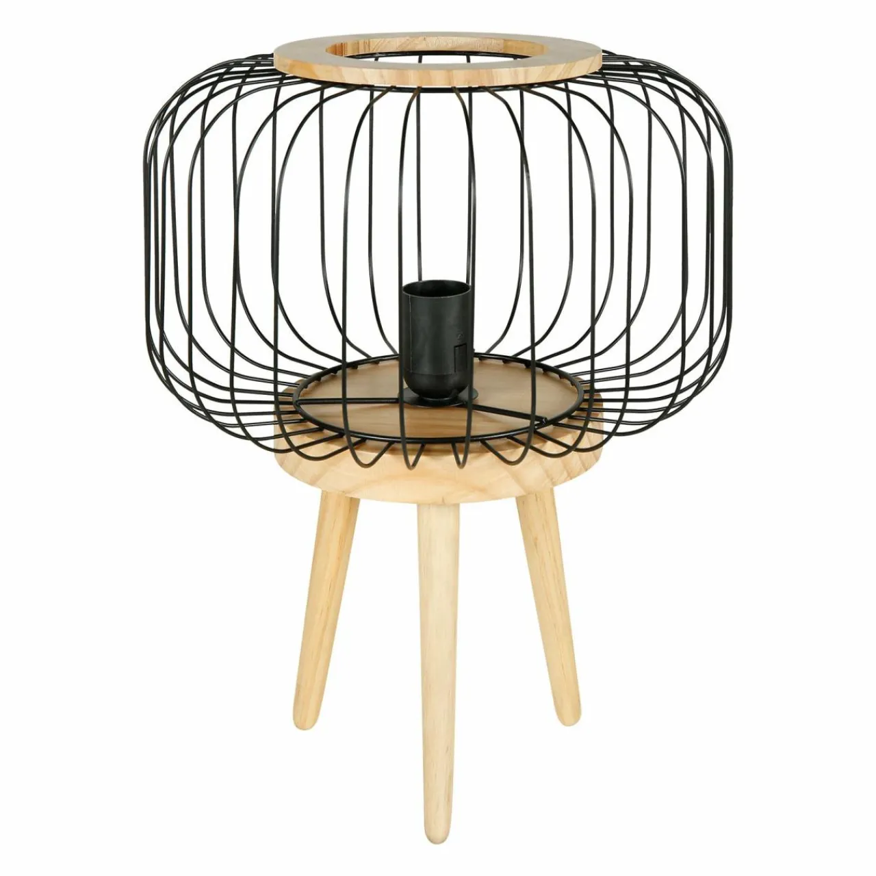 Lampe À Poser|OSTARIA Lampe à poser bois et métal (H38 cm) Cicerone Noir