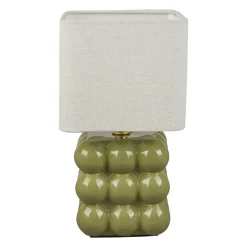 Lampe À Poser|OSTARIA Lampe à poser Carrée en Céramique (H27 cm) Pompon e Vert