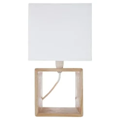 Lampe À Poser|ATMOSPHERA Lampe à poser en bois (H32 cm) Kara he Blanc