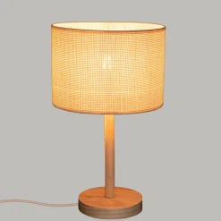 Lampe À Poser|ATMOSPHERA Lampe à poser en bois (H42 cm) Della Beige