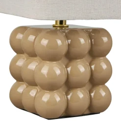 Lampe À Poser|OSTARIA Lampe à poser en céramique (H27 cm) Pompon Beige