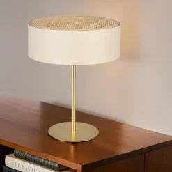 Lampe À Poser|OSTARIA Lampe à poser en Métal et Bambou (H33.5 cm) Ambre Beige