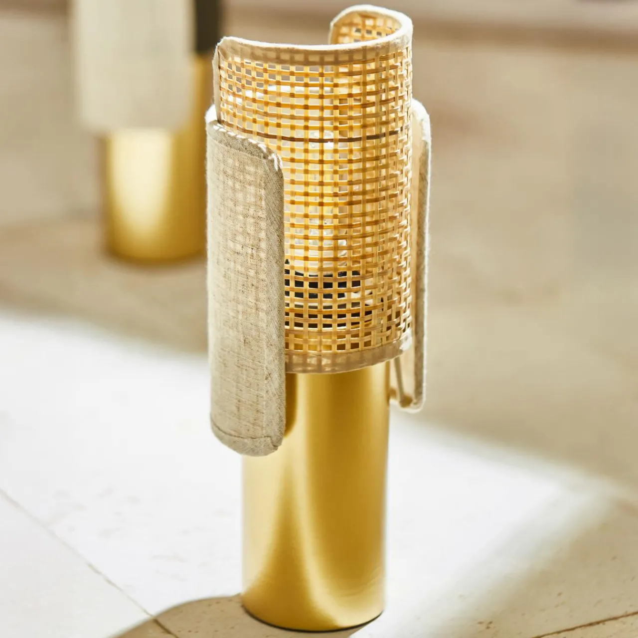 Lampe À Poser|OSTARIA Lampe à poser en métal (H28 cm) Luma et doré Beige