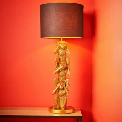 Lampe À Poser|OSTARIA Lampe à poser en métal Singe (H86,5 cm) Sagesse Or