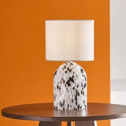 Lampe À Poser|OSTARIA Lampe à poser en Verre et Lin (H31 cm) Pepper e Noir