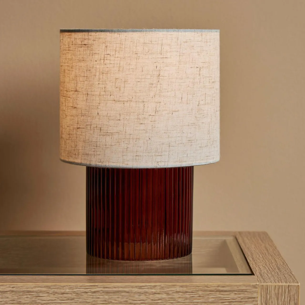 Lampe À Poser|OSTARIA Lampe à poser en verre rétro (H22 cm) Teca Marron