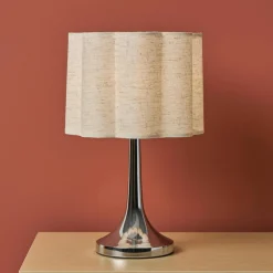 Lampe À Poser|OSTARIA Lampe à poser métal et lin (H33 cm) Tulipe Argent