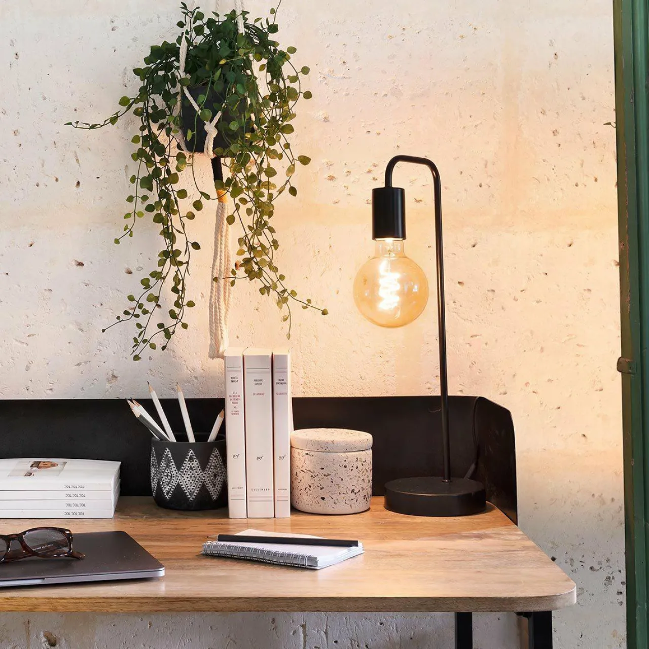 Lampe À Poser|ATMOSPHERA Lampe à poser métal (H45,5 cm) Arietis Noir