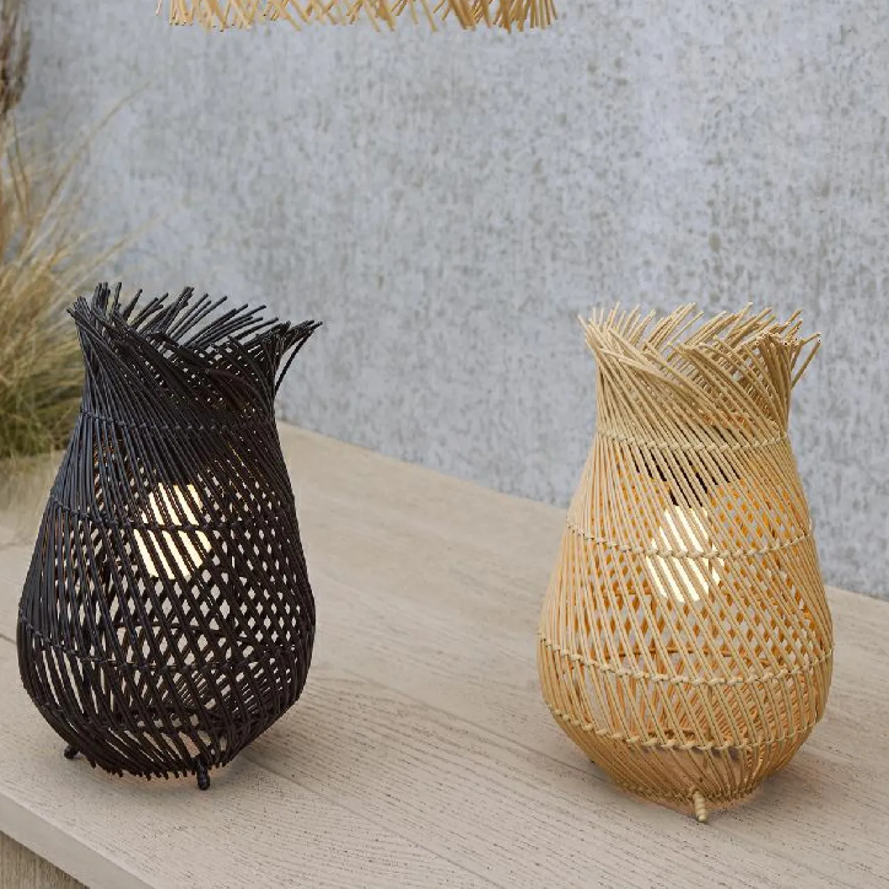 Luminaire Jardin|Eclairage Extérieur|#N/A Lampe de jardin solaire LED (H36 cm) Tropical - Naturel Beige