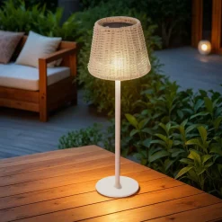 Luminaire Jardin|Eclairage Extérieur|KAEMINGK Lampe de table extérieure solaire LED (H38 cm) Marylebone Blanc