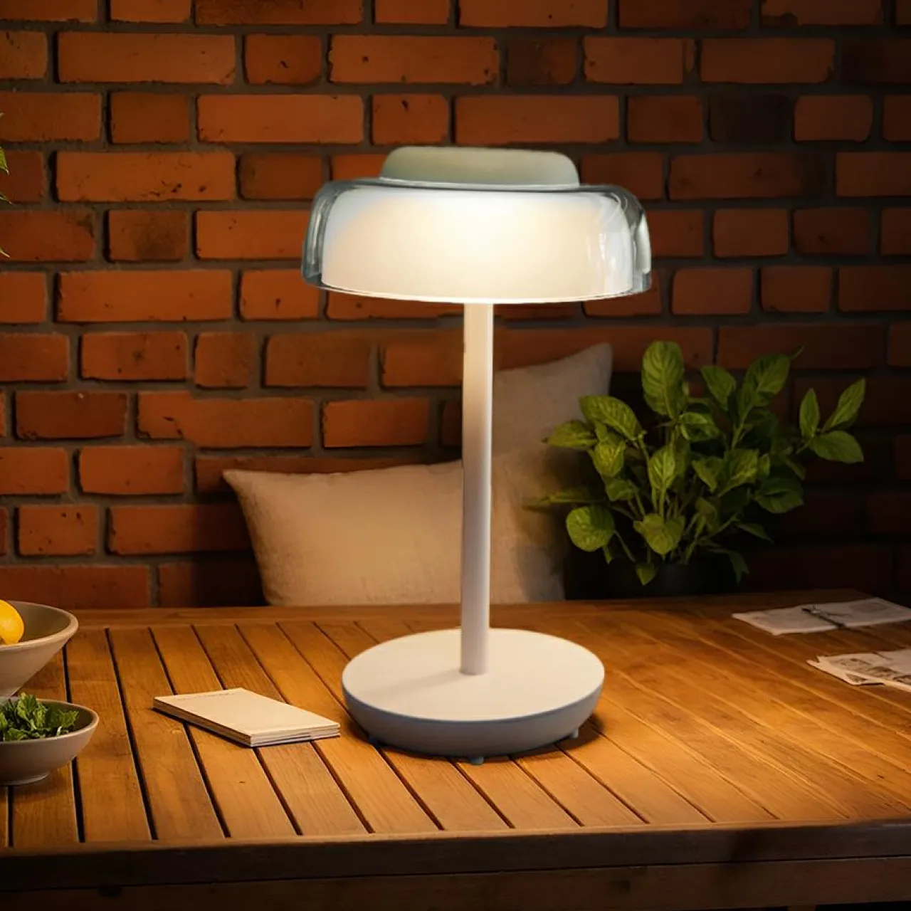 Luminaire Jardin|Eclairage Extérieur|#N/A Lampe de table sans fil rechargeable USB 18 LED (H28 cm) Tribeca Blanc