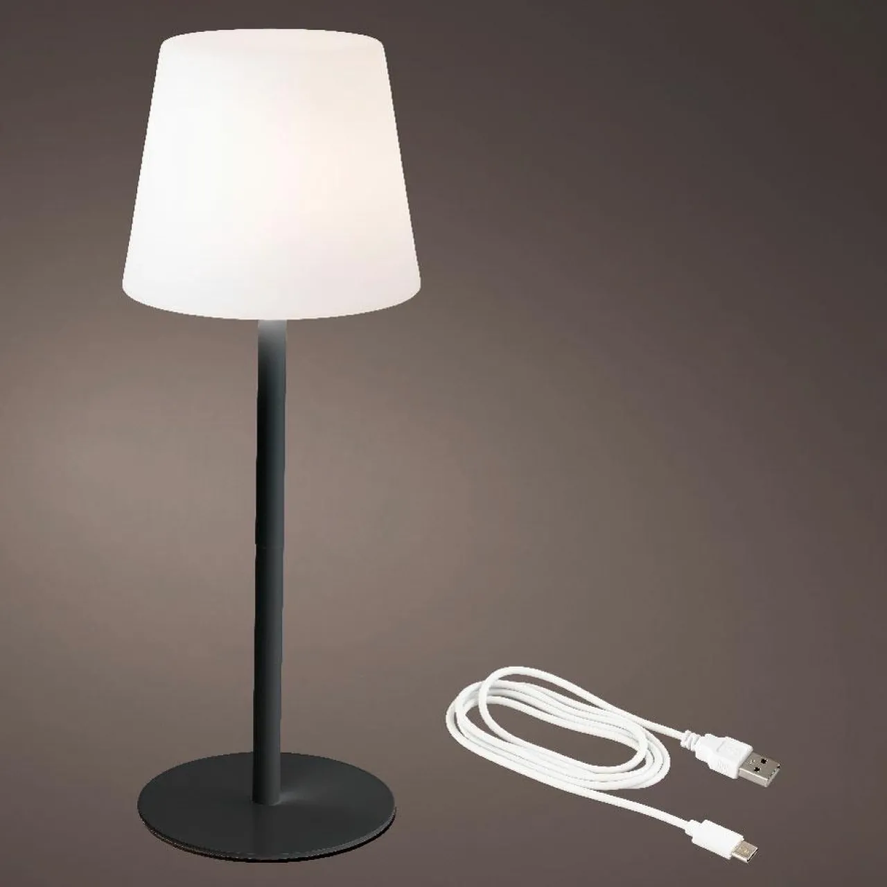 Luminaire Jardin|Eclairage Extérieur|#N/A Lampe de table sans fil rechargeable USB (H40 cm) Manhattan Noir